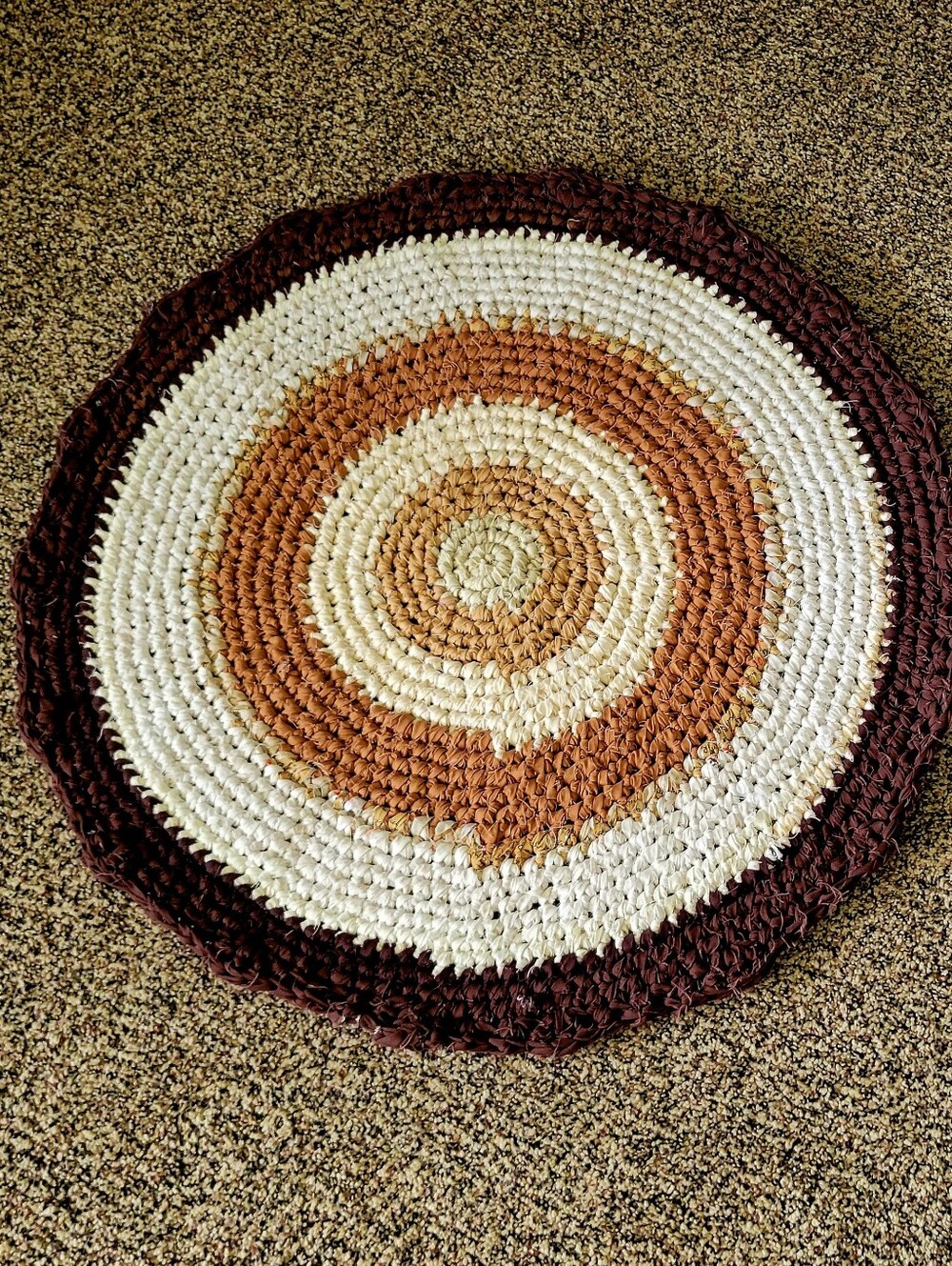Handcrafted Round Rug - Cream, Tan, Brown